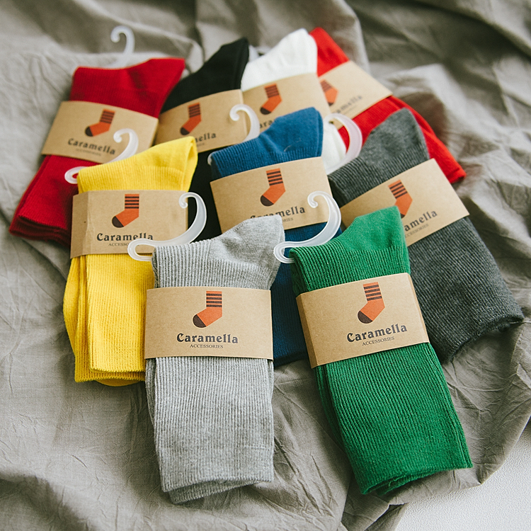 簡單復古雙針襪子拍攝純色共九色豎條紋男襪